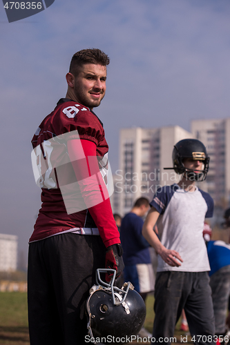 Image of portrait of A young American football player