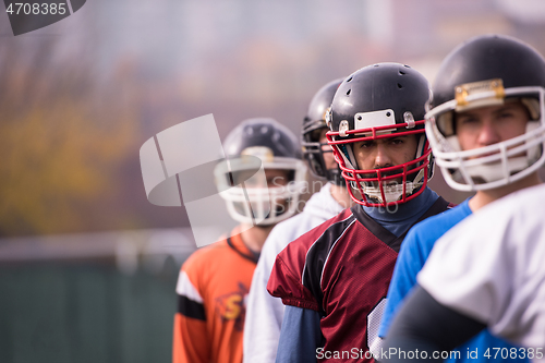 Image of portrait of young american football team