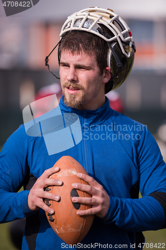 Image of portrait of A young American football player
