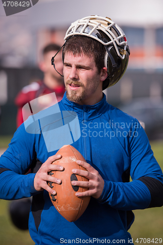 Image of portrait of A young American football player