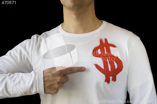 Image of Pointing to the dollar