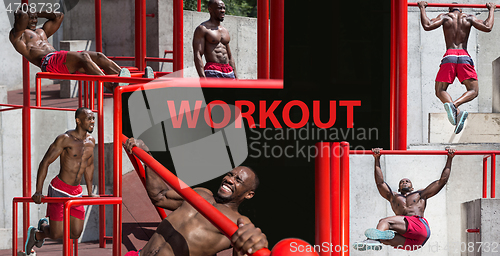 Image of Young african american bodybuilder training