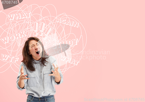 Image of Young asian woman with mixed thoughts