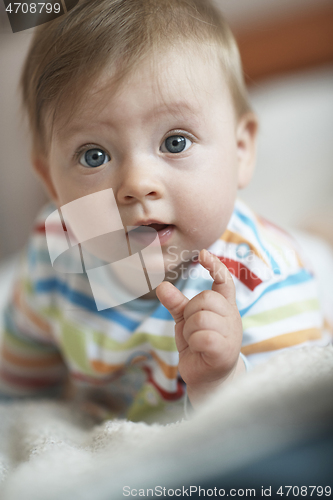 Image of cute little newborn baby smilling