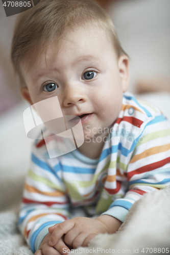 Image of cute little newborn baby smilling