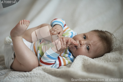 Image of cute little newborn baby smilling