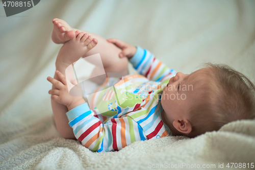 Image of cute little newborn baby smilling