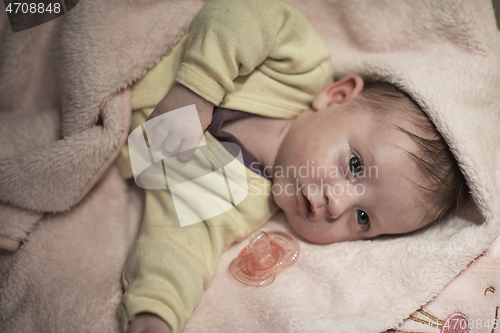 Image of cute little newborn baby smilling