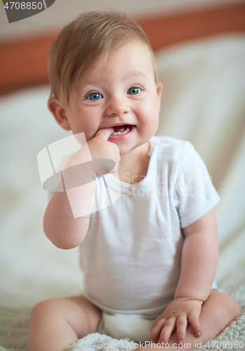 Image of cute little newborn baby smilling