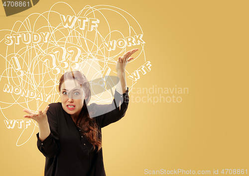 Image of Young caucasian woman with mixed thoughts