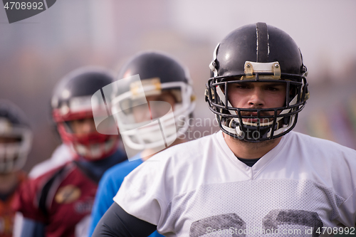 Image of portrait of young american football team