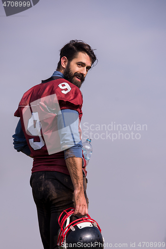 Image of portrait of A young American football player