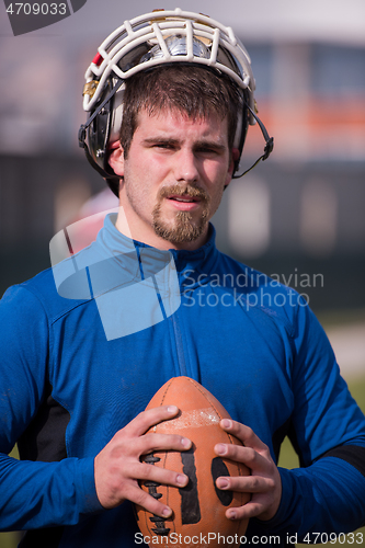 Image of portrait of A young American football player