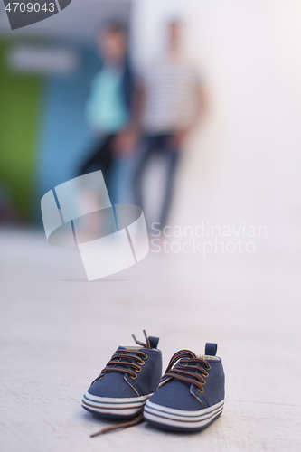 Image of pair of blue baby shoes