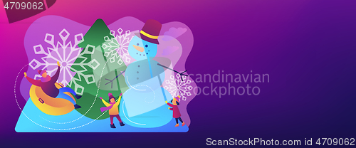 Image of Winter outdoor fun concept banner header.