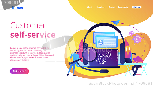 Image of Customer self-service concept landing page.