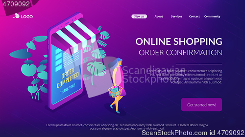 Image of Online shopping concept Isometric 3D landing page.