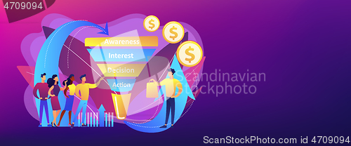 Image of Sales funnel management concept banner header.