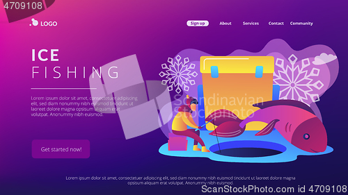 Image of Ice fishing concept landing page.