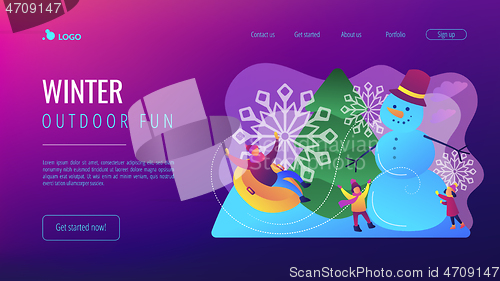 Image of Winter outdoor fun concept landing page.
