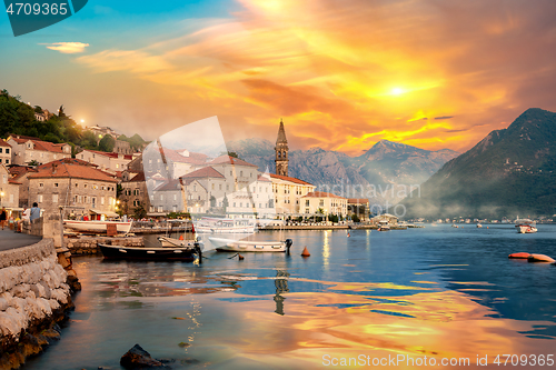 Image of Perast in Bay of Kotor in summer