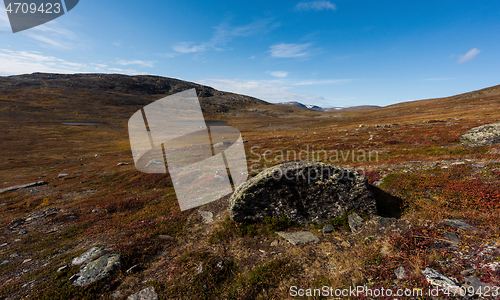 Image of View of the landscape around Mount Njulla. Northern Sweden