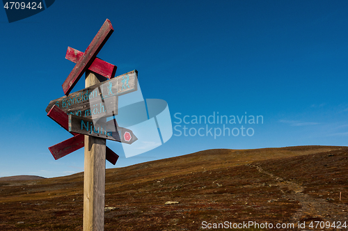 Image of Path to Mount Njulla. Northern Sweden