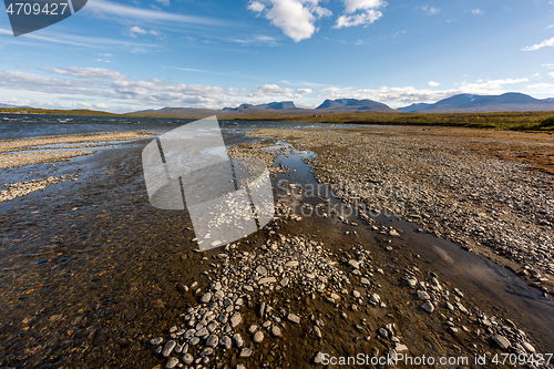 Image of Landscape with Tornetrask lake and u-shaped valley (Lapporten), 