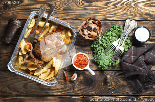 Image of baked meat with potato