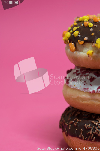 Image of Macro shot of stack of donuts