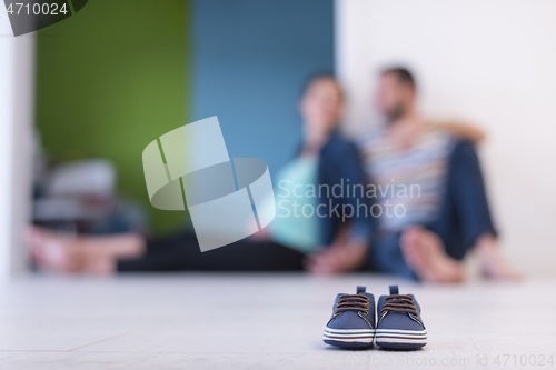 Image of pair of blue baby shoes