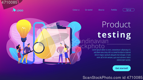 Image of Product testing concept landing page.
