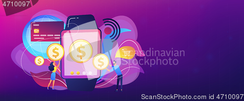 Image of Smartwatch payment concept banner header.