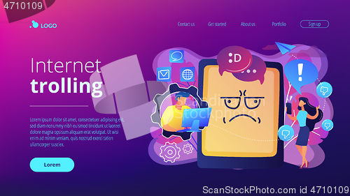 Image of Internet trolling concept landing page.