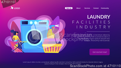 Image of Dry cleaning and laundering concept landing page.