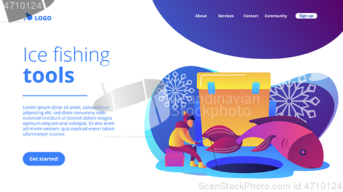 Image of Ice fishing concept landing page.