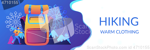 Image of Winter hiking concept banner header.