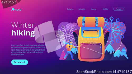 Image of Winter hiking concept landing page.