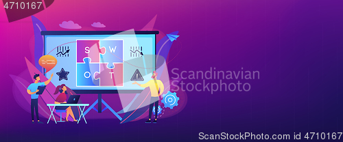 Image of SWOT analysis concept banner header.