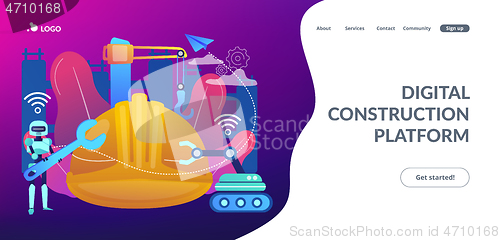 Image of Robotics construction concept landing page.