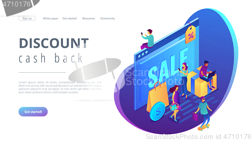 Image of Online sales pro concept Isometric 3D landing page.