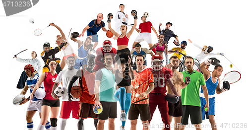 Image of Sport collage about female athletes or players. The tennis, running, badminton, volleyball.