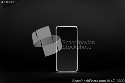 Image of smartphone with blank screen on black background