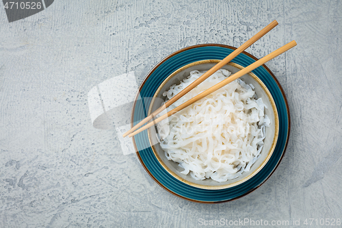 Image of Shirataki noodles - gelatinous traditional Japanese noodles made from the konjac yam