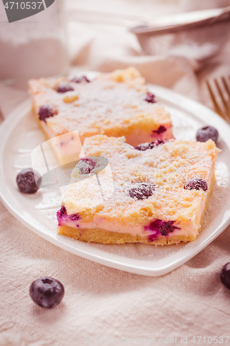 Image of Homemade Layer Cheesecake with blueberries