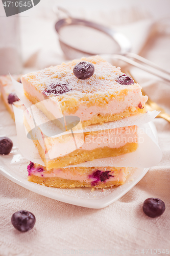 Image of Homemade Layer Cheesecake with blueberries