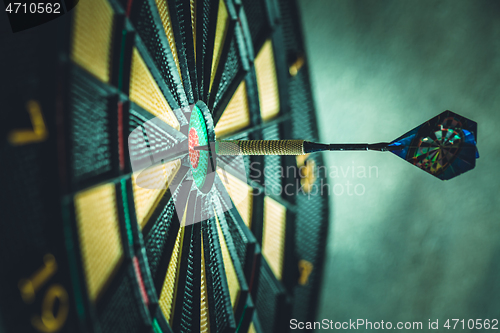 Image of Bullseye is a target of business. Dart as opportunity and Dartboard as the target challenge in business marketing as concept