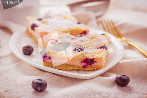 Image of Homemade Layer Cheesecake with blueberries