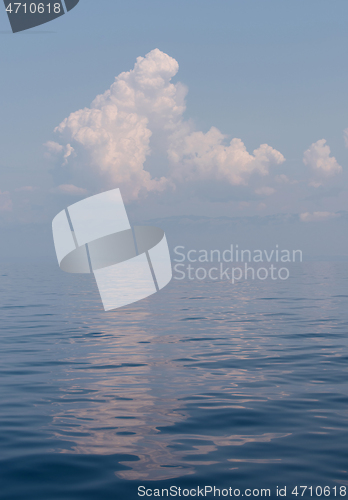 Image of Blue sea and blue sky with white cloud