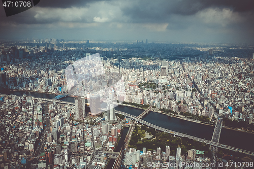 Image of Tokyo city skyline aerial view, Japan